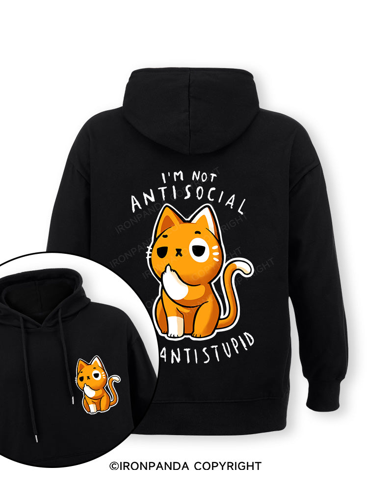Antisocial cute Cat Double-Sided Printed Classic Gym Hoodie