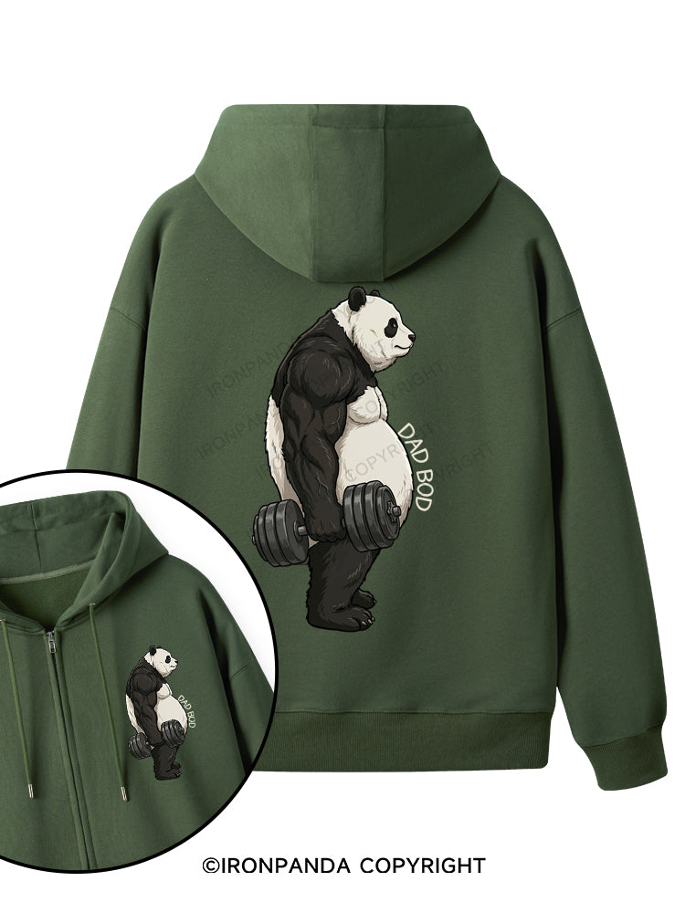 Dad Bod Panda Double-Sided Printed Fleece Zip Up Hoodie