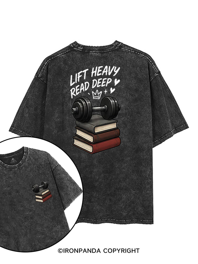 LIFT HEAVY READ DEEP printed Gym Shirt