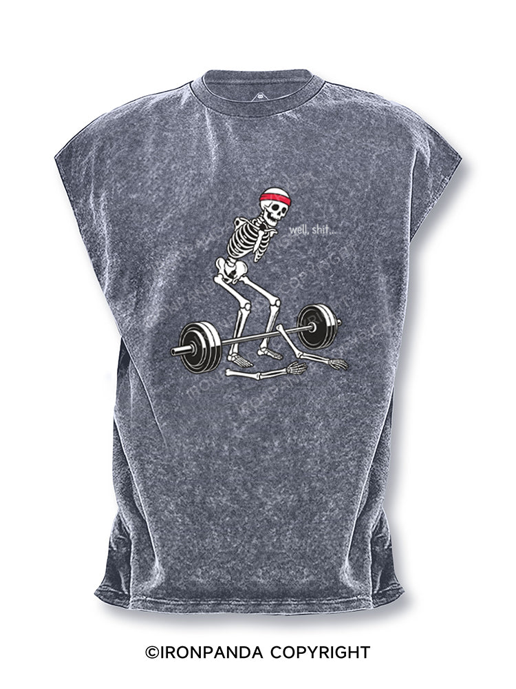 Funny Gym Skeleton Weightlifting Fail Cut Off Tank