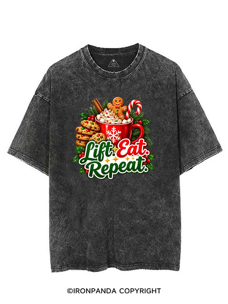 LIFT EAT REPEAT HOT COCOA & COOKIES VINTAGE GYM SHIRT