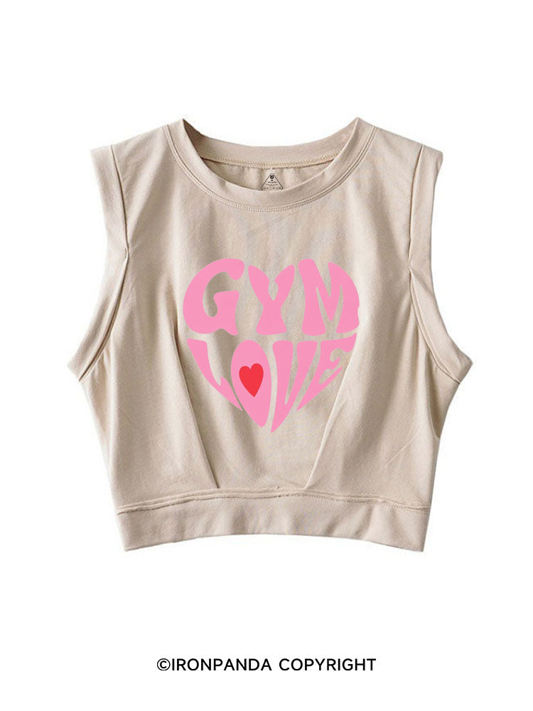GYM LOVE STRONG PINK VIBES SLEEVELESS CROP TOPS