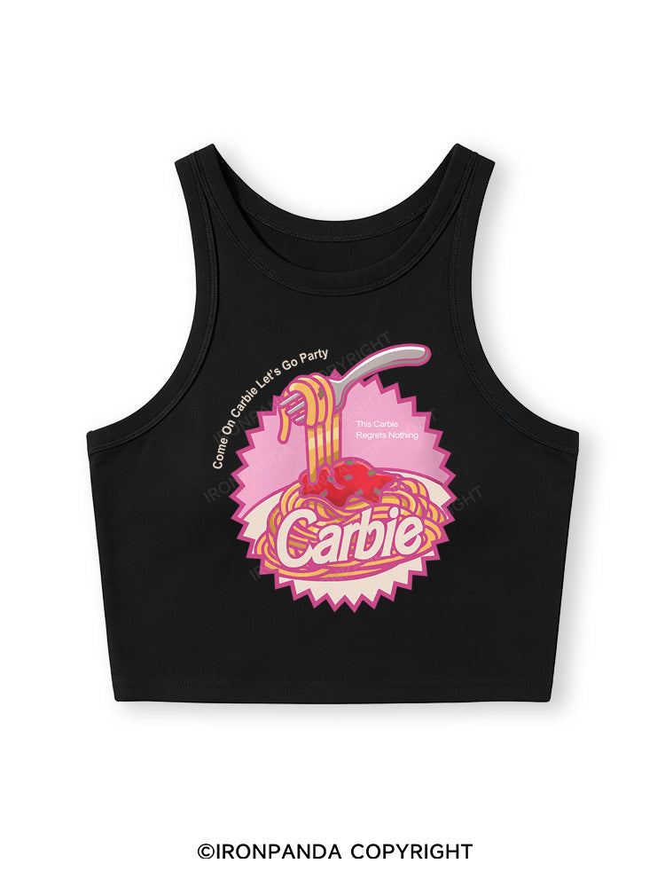 Carbie I Love Carbs Bread Pasta Pizza Fitted Crop Tank Top
