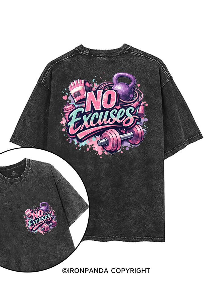 NO EXCUSES GYM ROUTINE printed Gym Shirt