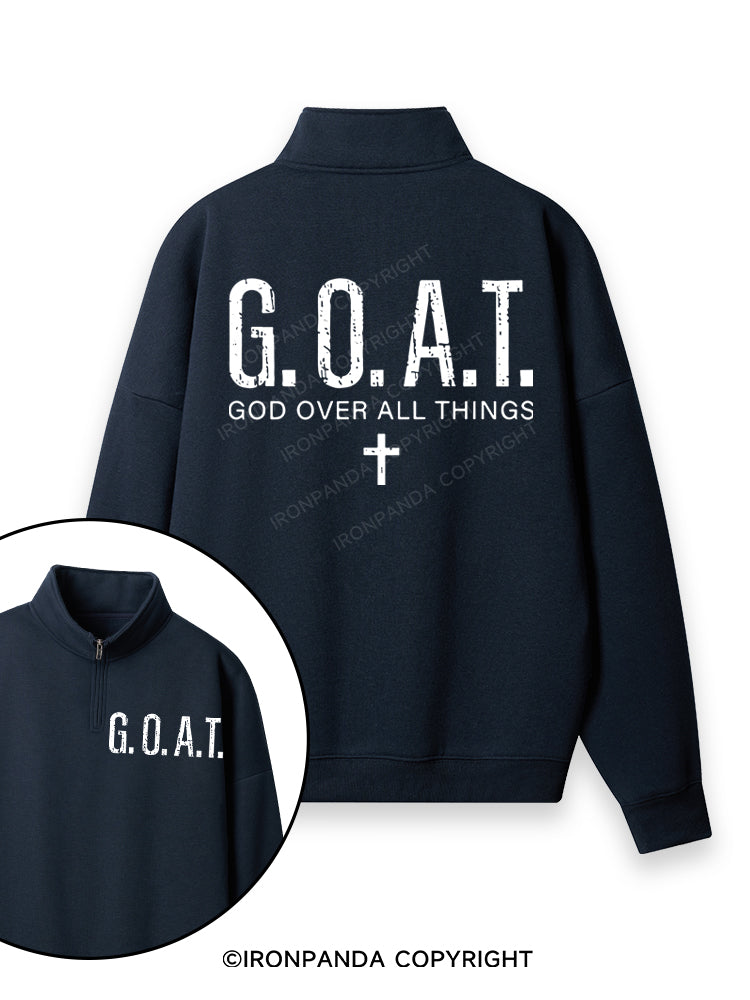 God over All Things Double-Sided Printed Quarter-Zip Fleece Sweatshirt