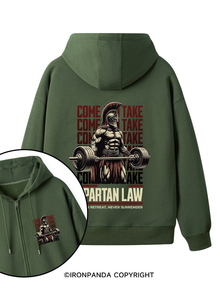 spartan law Double-Sided Printed Fleece Zip Up Hoodie