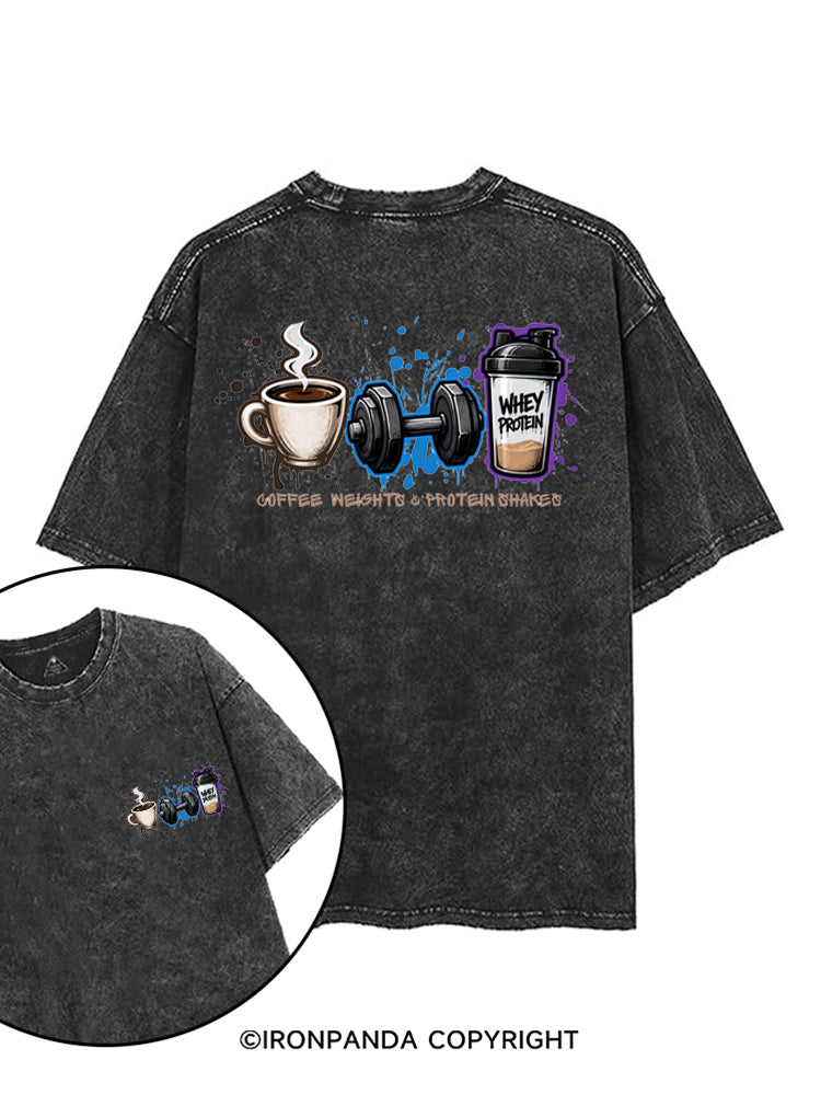 COFFEE WEIGHTS & PROTEIN SHAKES FUNNY GYM printed Gym Shirt