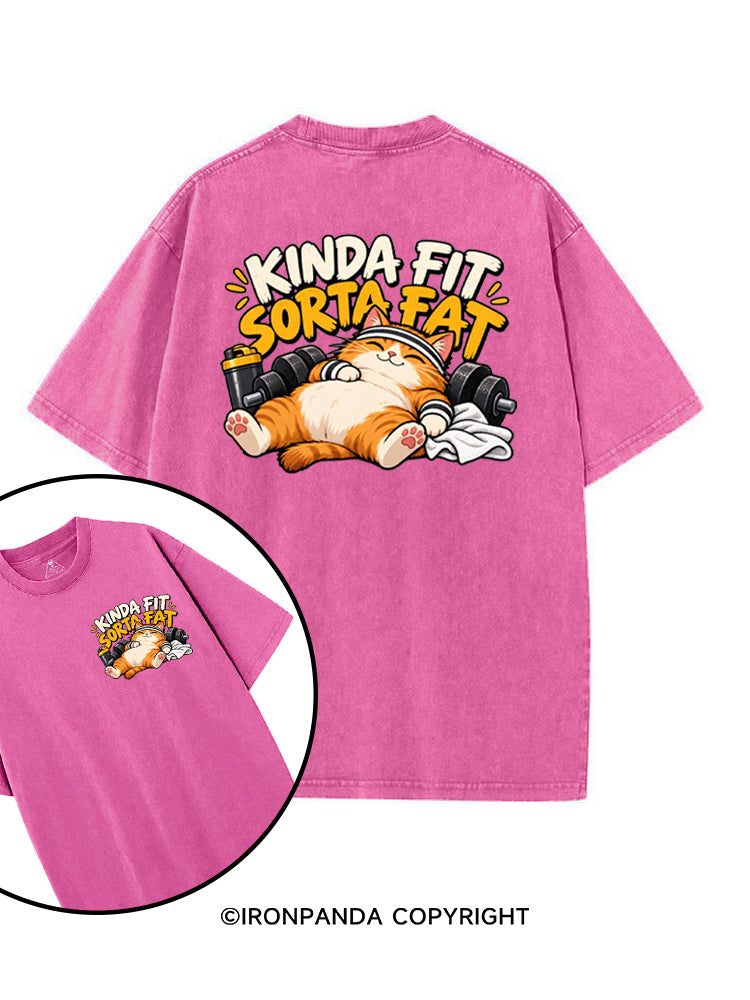 Kinda Fit Sorta Fat Cute Gym Cat printed Gym Shirt