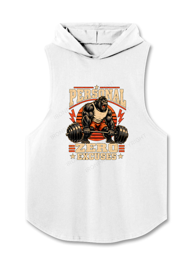 Fitness Weightlifting Gorilla No Excuses Hooded Tank