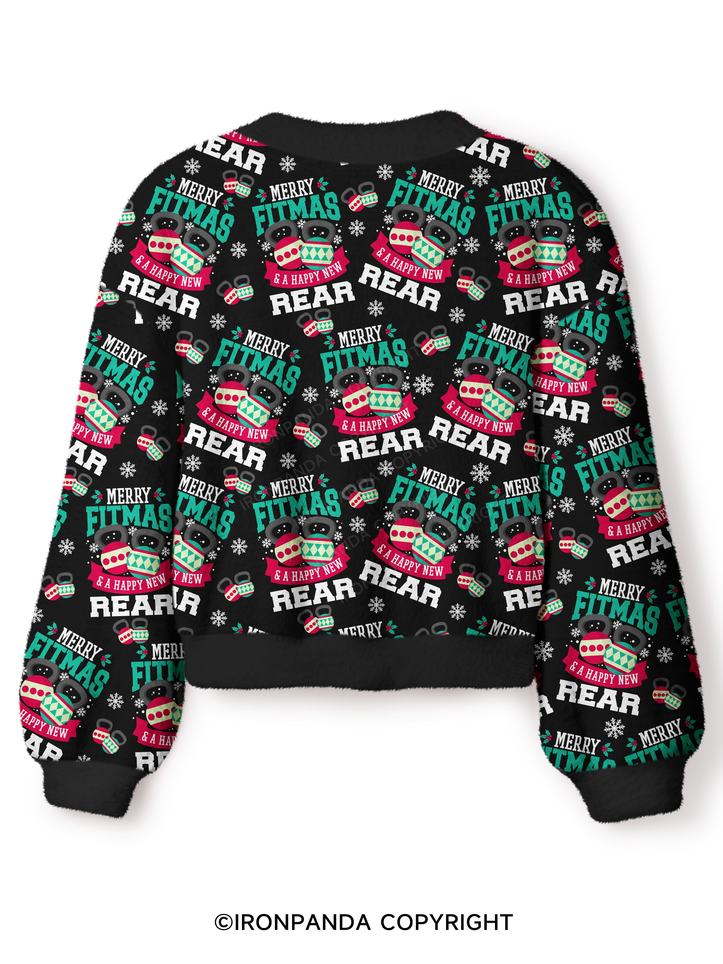 Merry Fitmas Crop Ugly Cardigan Sweater