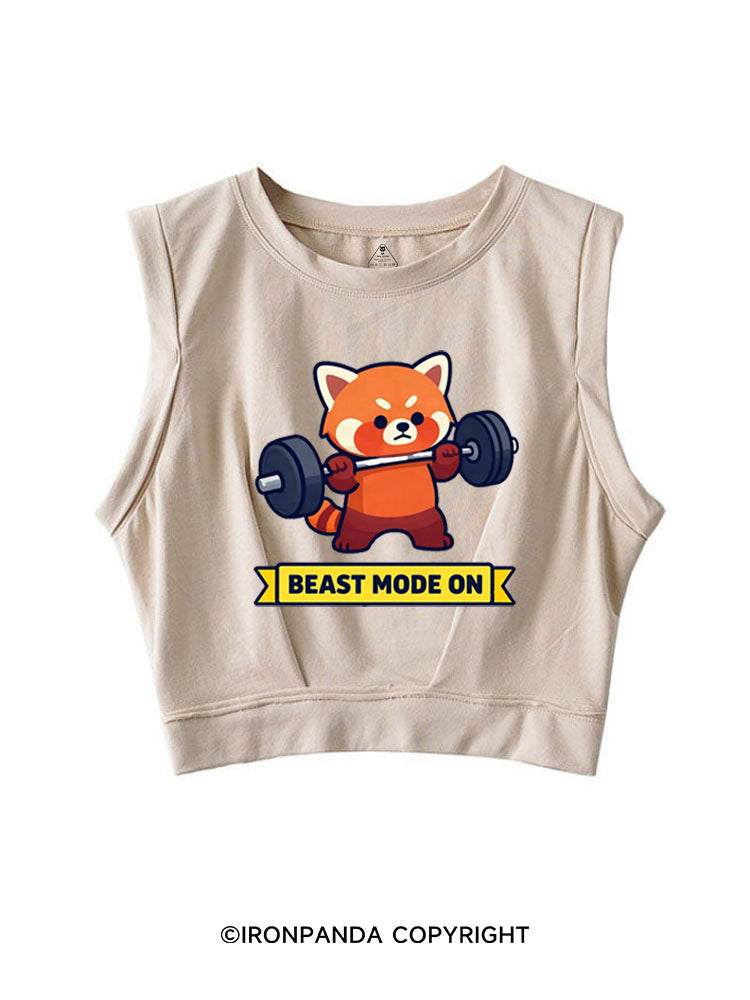 BEAST MODE ON RED PANDA SLEEVELESS CROP TOPS