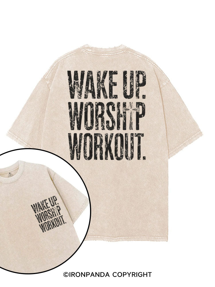 WAKE UP WORSHIP WORKOUT JESUS printed Gym Shirt