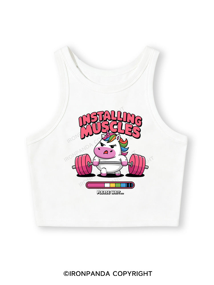 INSTALLING MUSCLES Fitted Crop Tank Top
