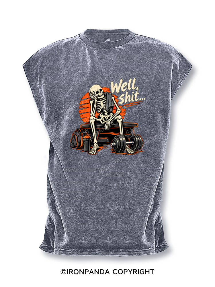 Well Shit Skeleton Weightlifting Humor Cut Off Tank