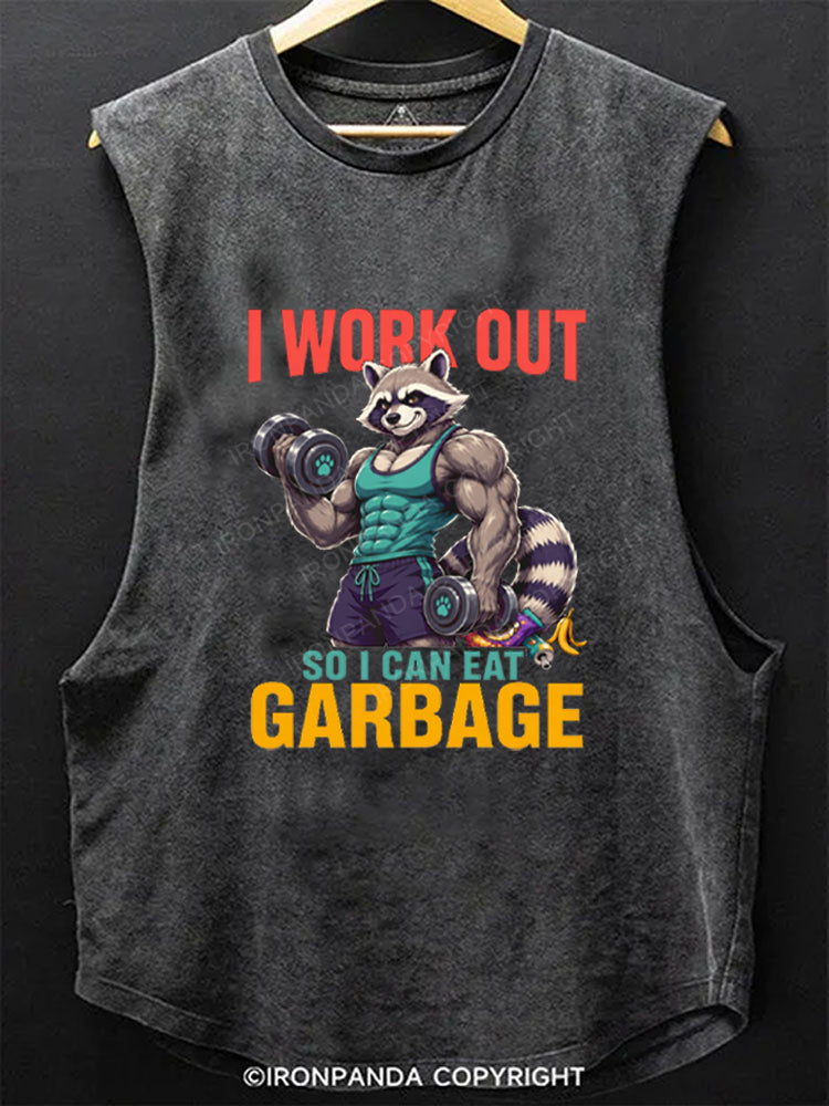 Buff Raccoon Workout for Garbage Scoop Bottom Cotton Tank