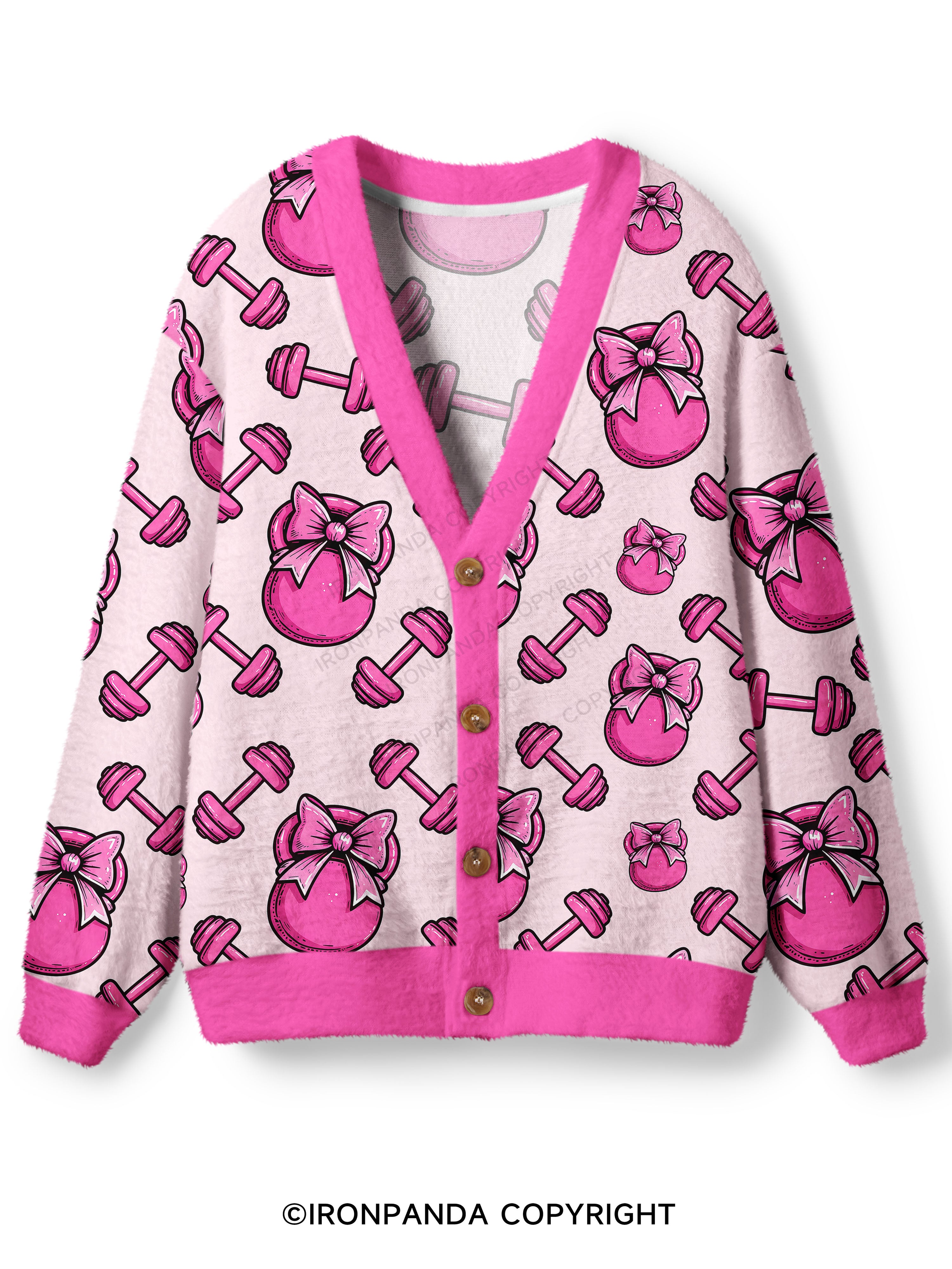 Pink Bow Gym Ugly Cardigan Sweater