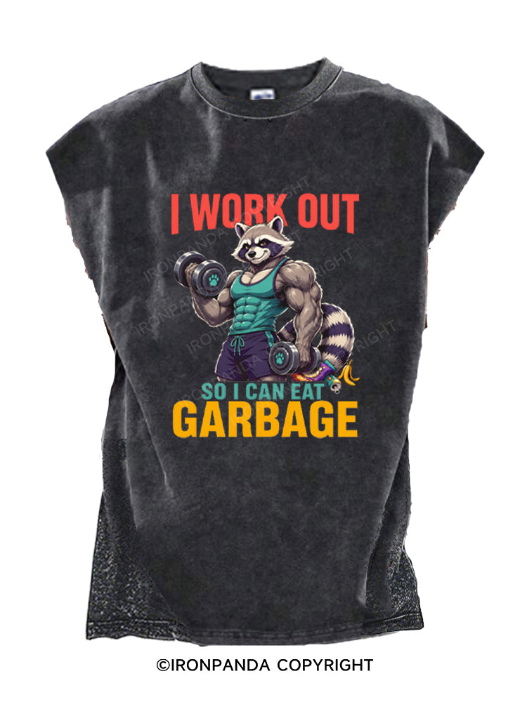 Buff Raccoon Workout for Garbage Cut Off Tank