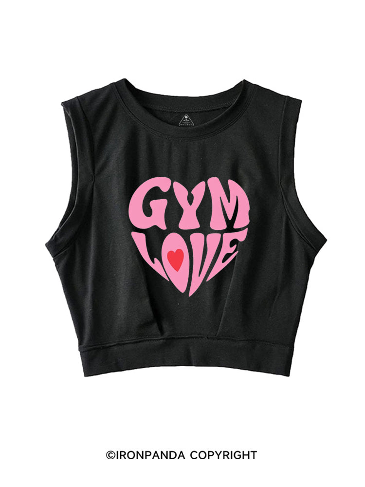 GYM LOVE STRONG PINK VIBES SLEEVELESS CROP TOPS