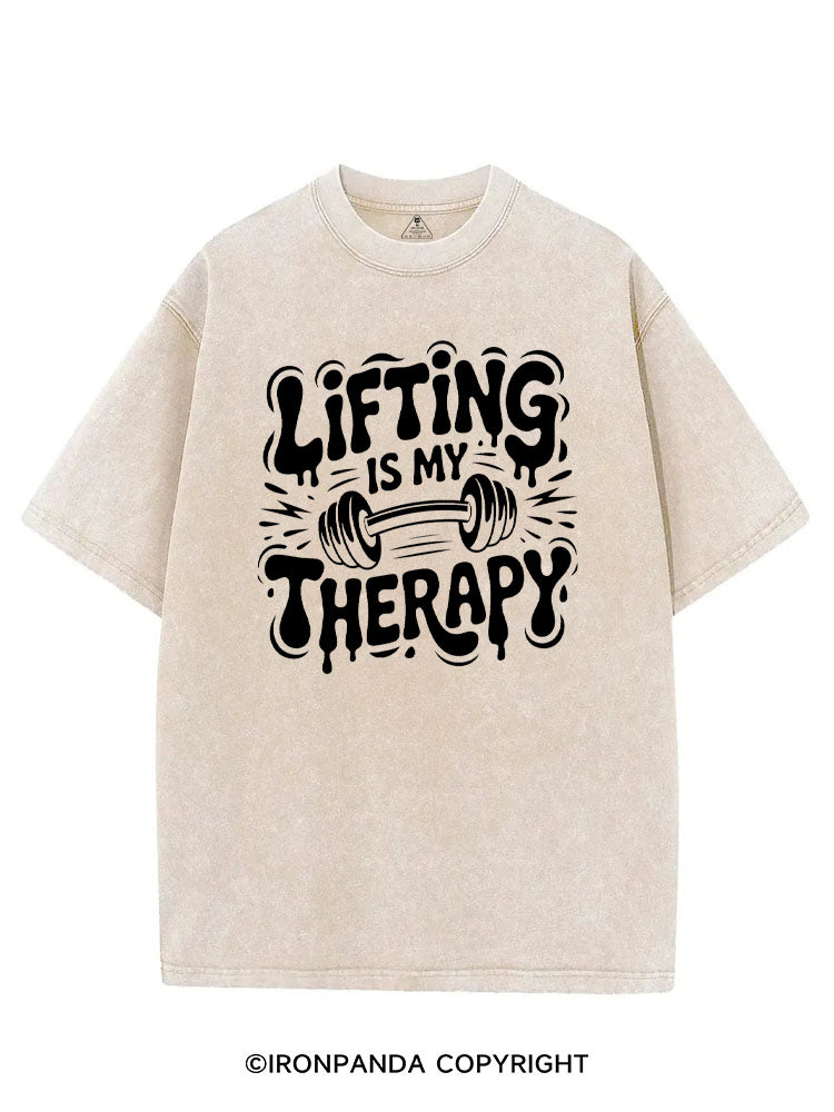 LIFTING IS MY THERAPY POSITIVE GYM VIBE VINTAGE GYM SHIRT