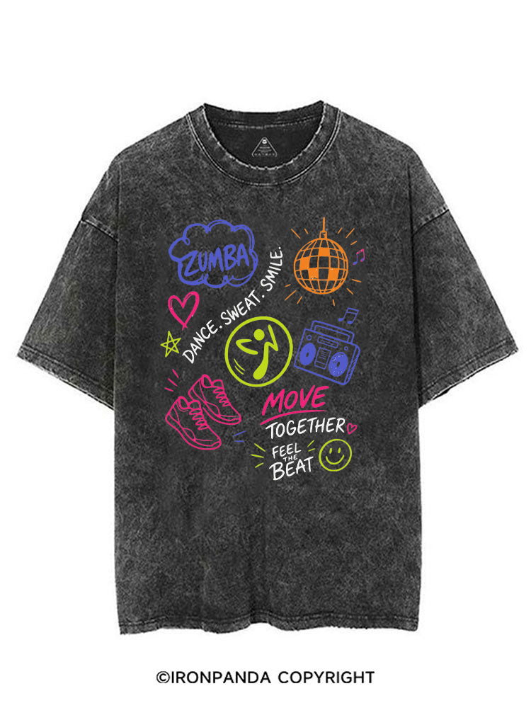 DANCE, SWEAT. SMILE. MOVE TOGETHER FEEL THE BEAT ZUMBA VINTAGE GYM SHIRT