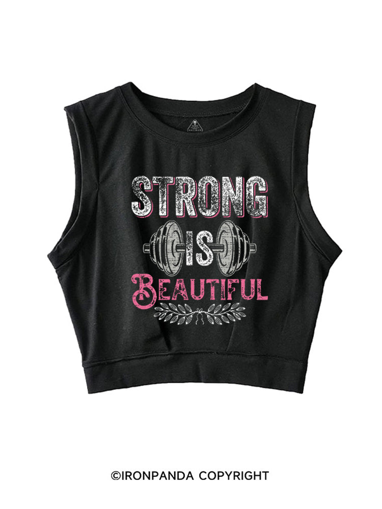 STRONG IS BEAUTIFUL POSITIVE GYM SLEEVELESS CROP TOPS