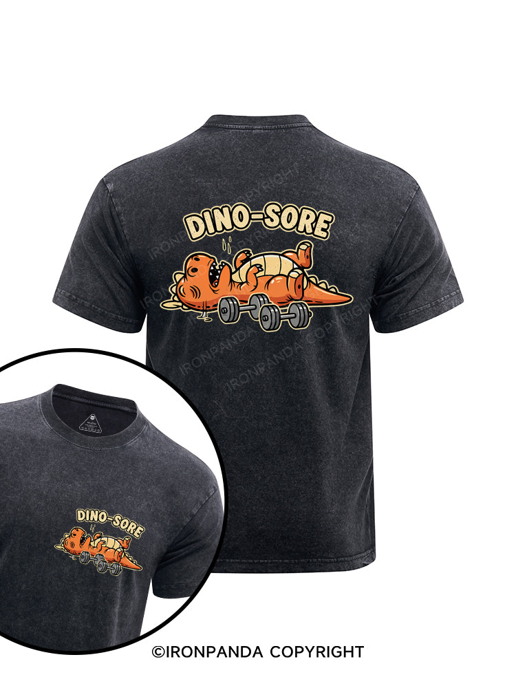 Dino-Sore Lifter Workout Printed Washed Gym Shirt