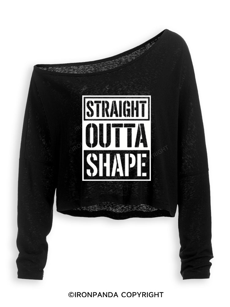 STRAIGHT OUTTA SHAPE Off Shoulder Long Sleeve Crop Top