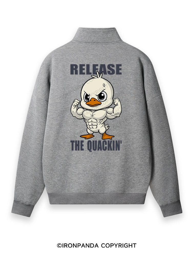 release the quackin' Back Printed Quarter-Zip Fleece Sweatshirt