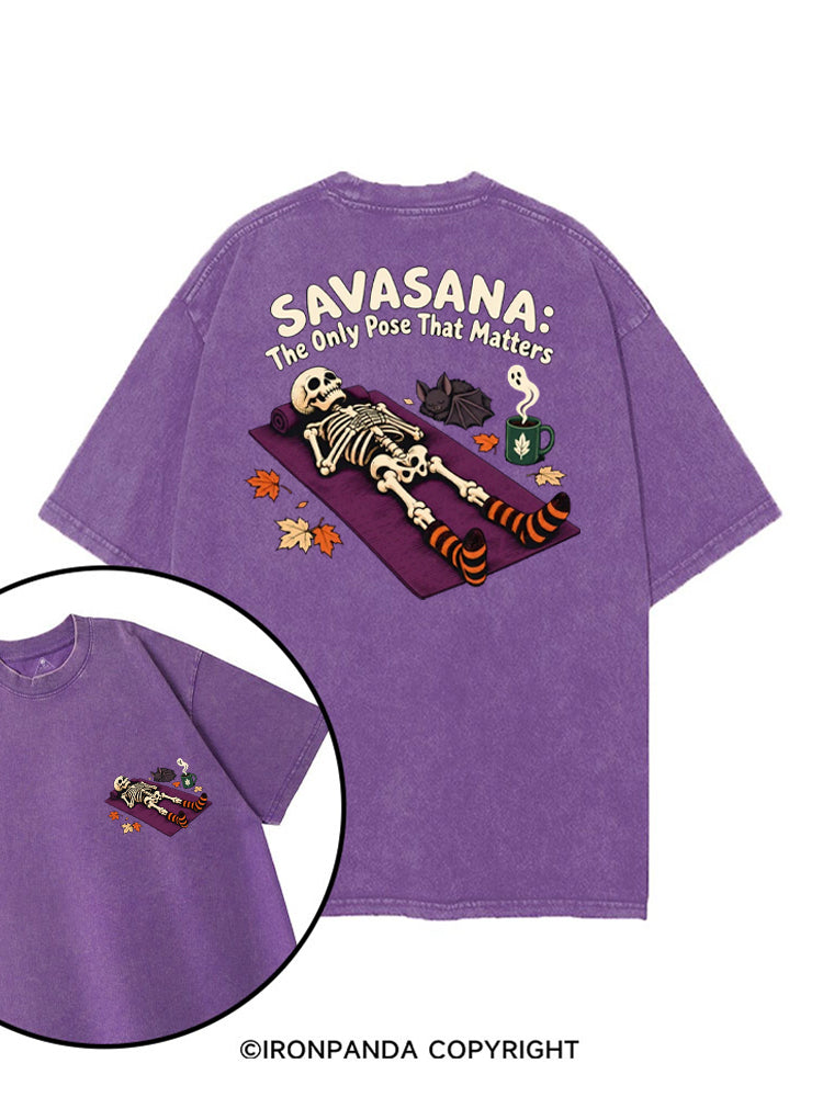 SAVASAVA THE ONLY POSE THAT MATTERS HALLOWEEN SKELETON printed Gym Shirt
