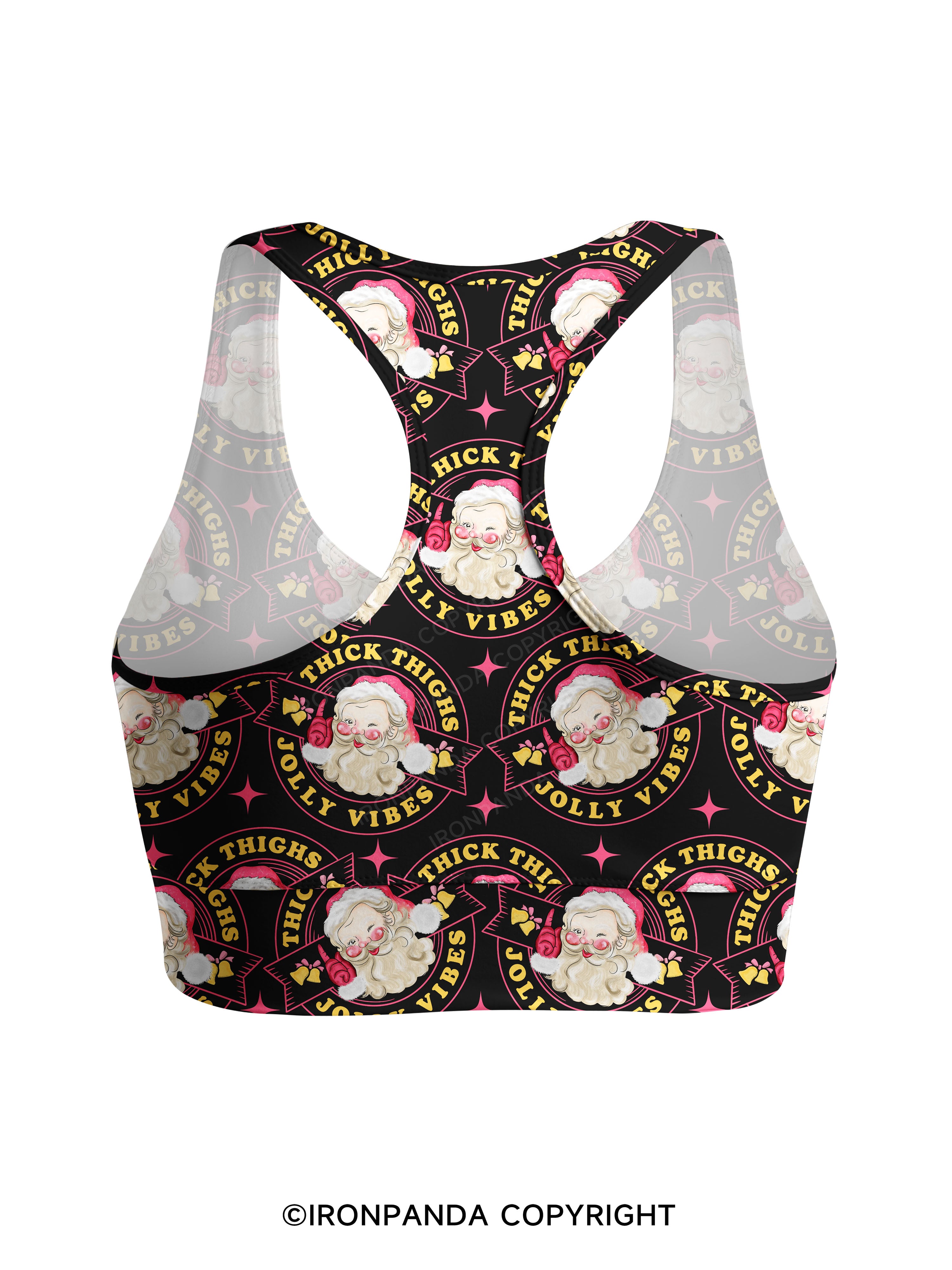 THICK THIGHS JOLLY VIBES Racerback Sports Bra