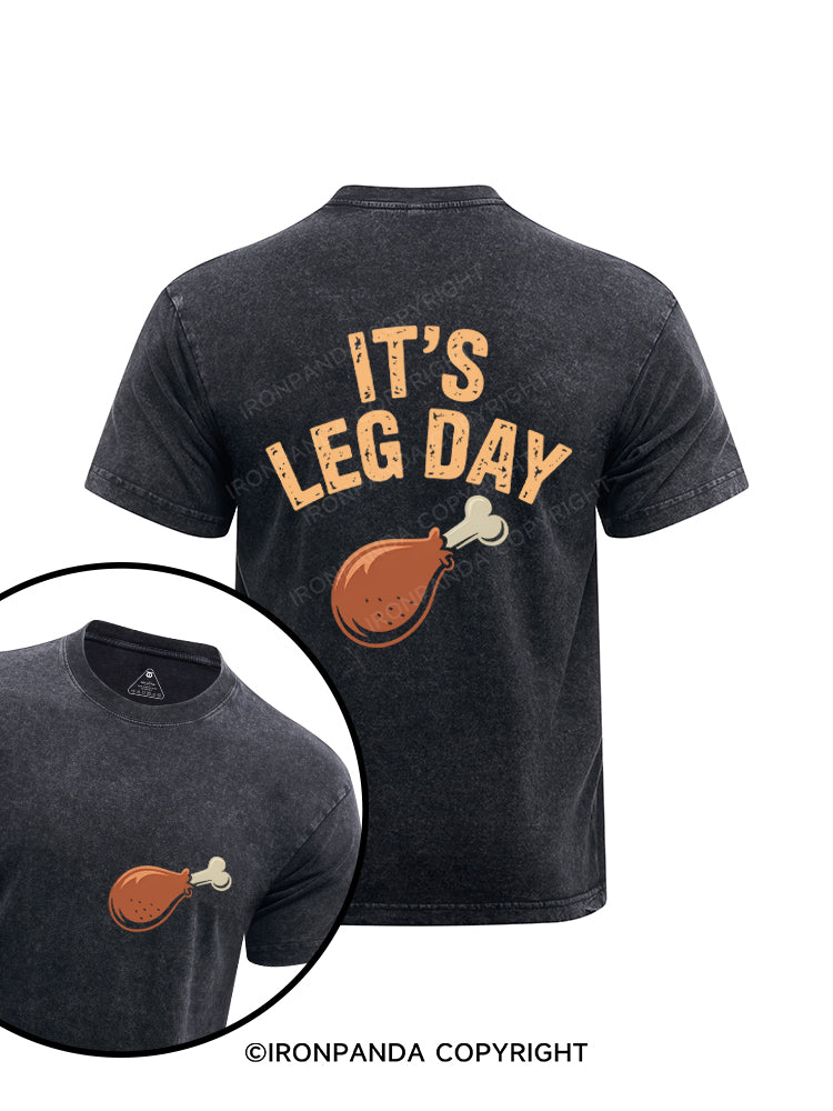 It's Leg Day Printed Washed Gym Shirt