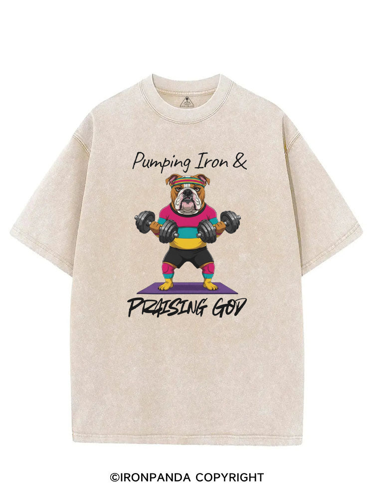 Pumping Iron and Praising God VINTAGE GYM SHIRT