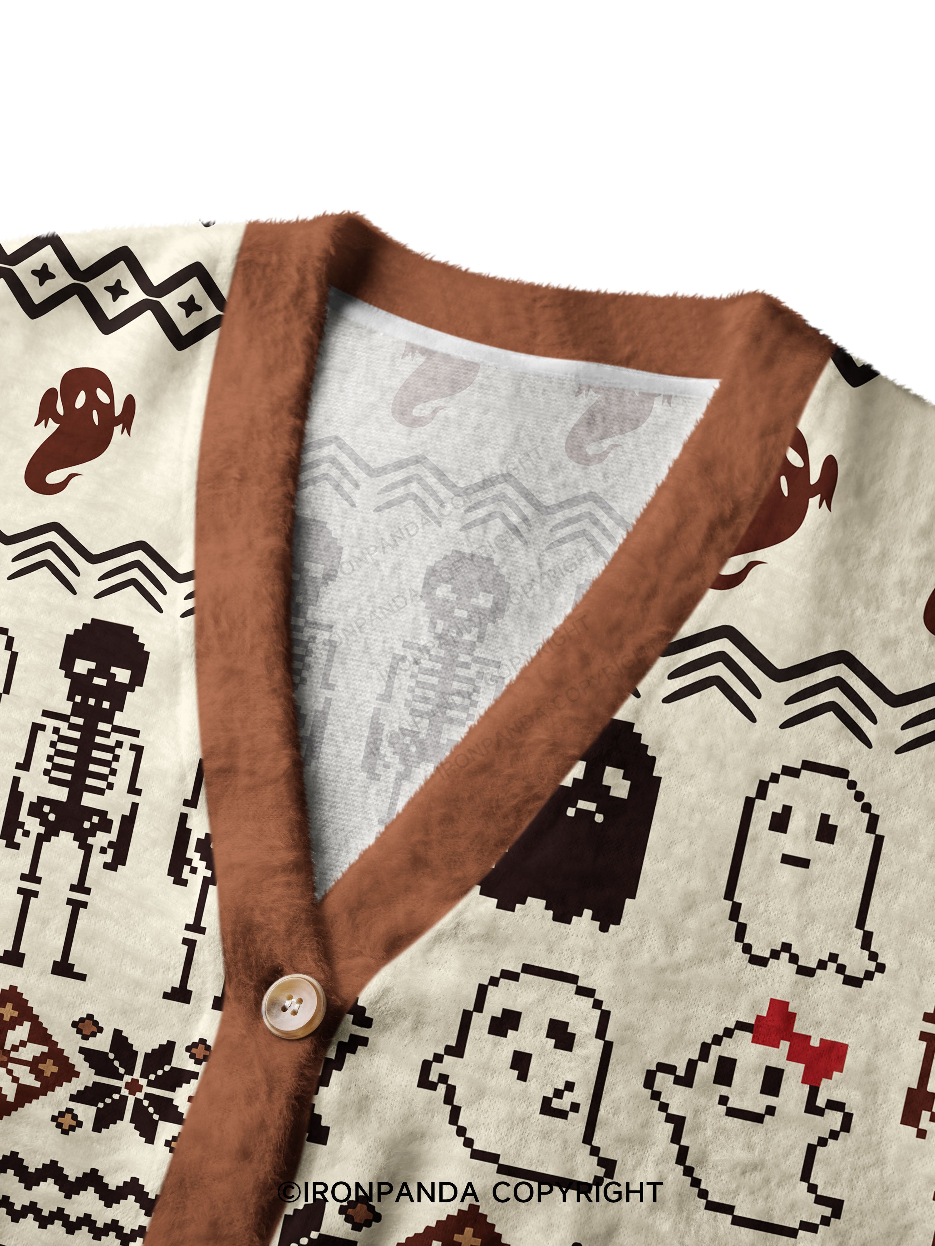 Ghost and Skeleton Workout Spooky Exercise Ugly Cardigan Sweater