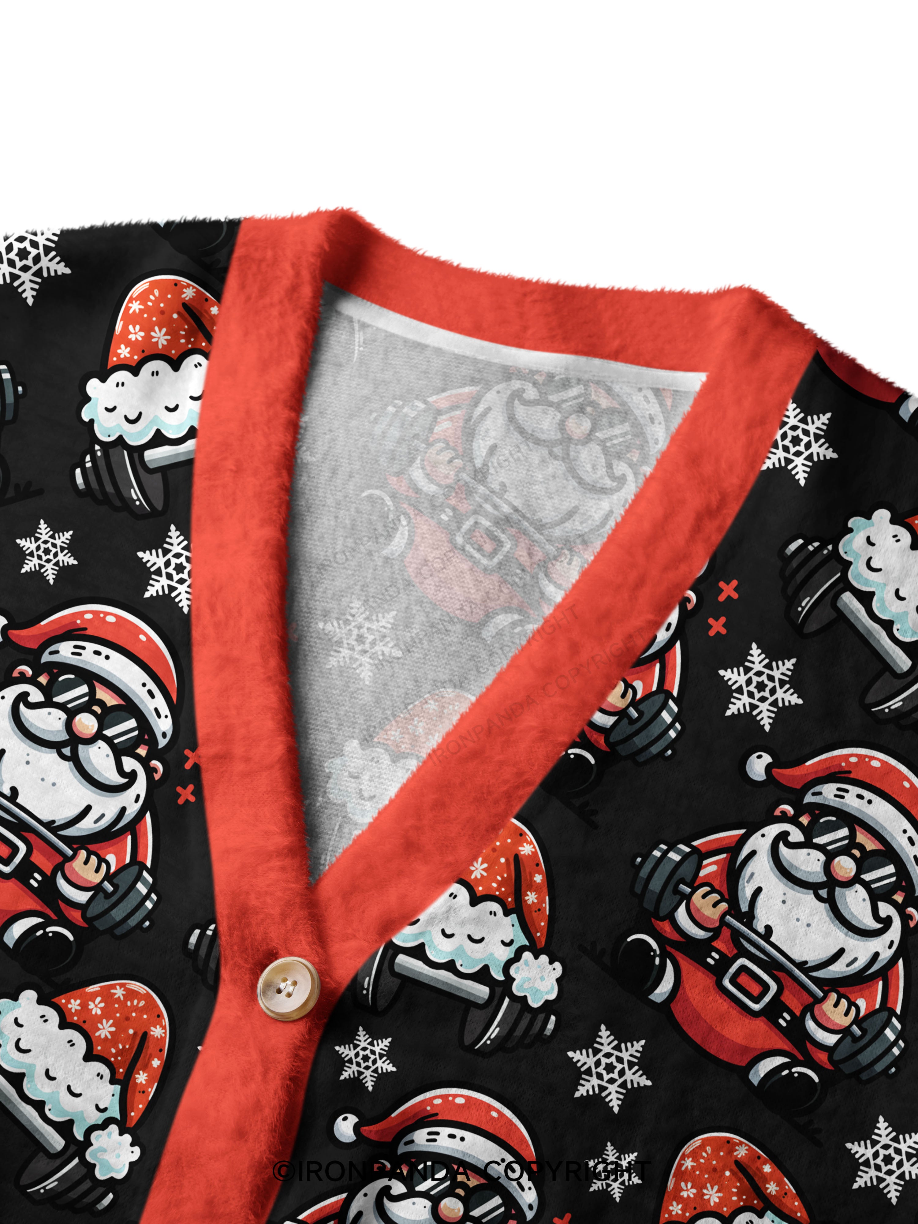 Lifting Santa Claus Ugly Fuzzy Fleece Sweater