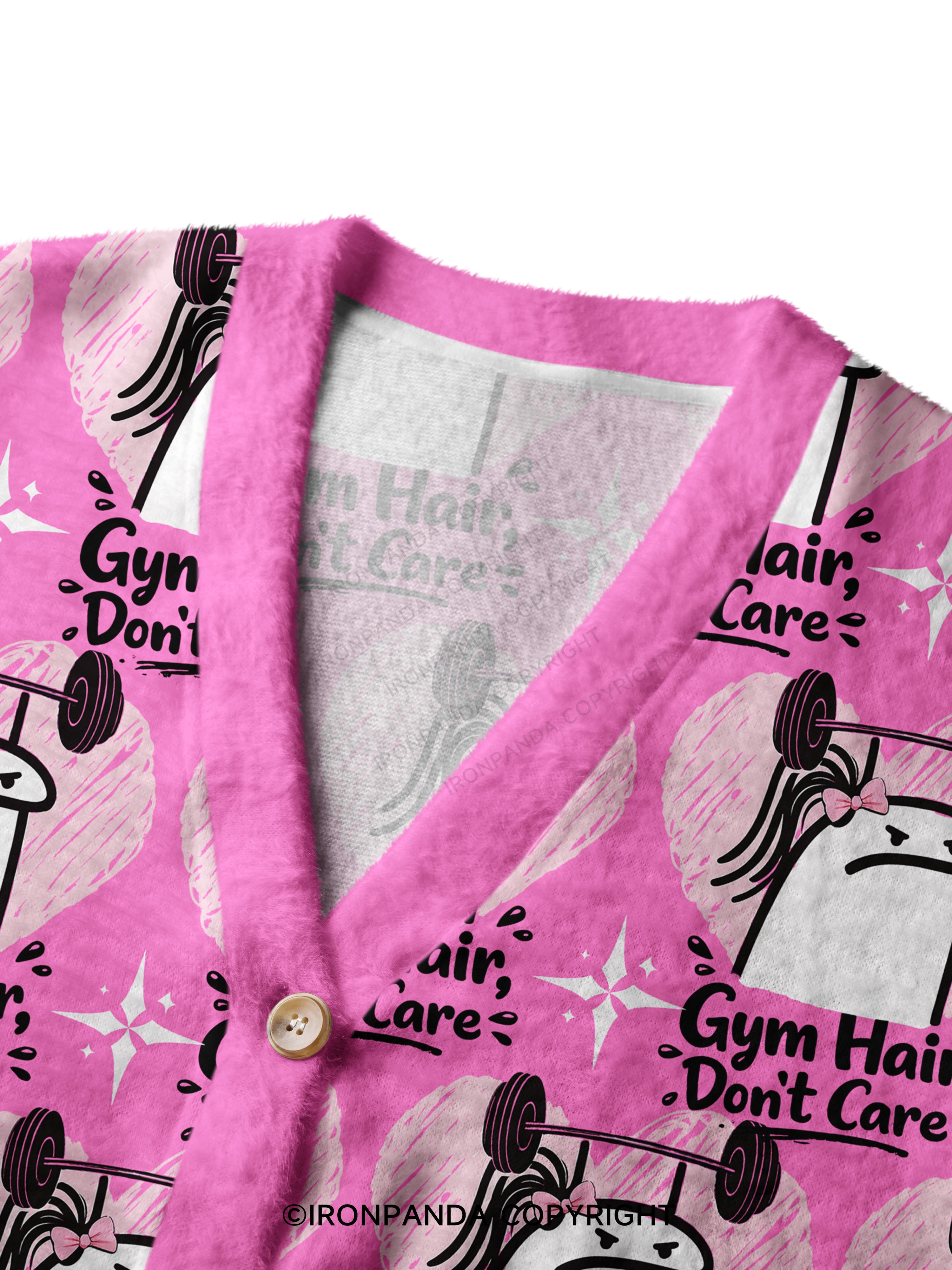 Gym Hair Don't Care Ugly Cardigan Sweater