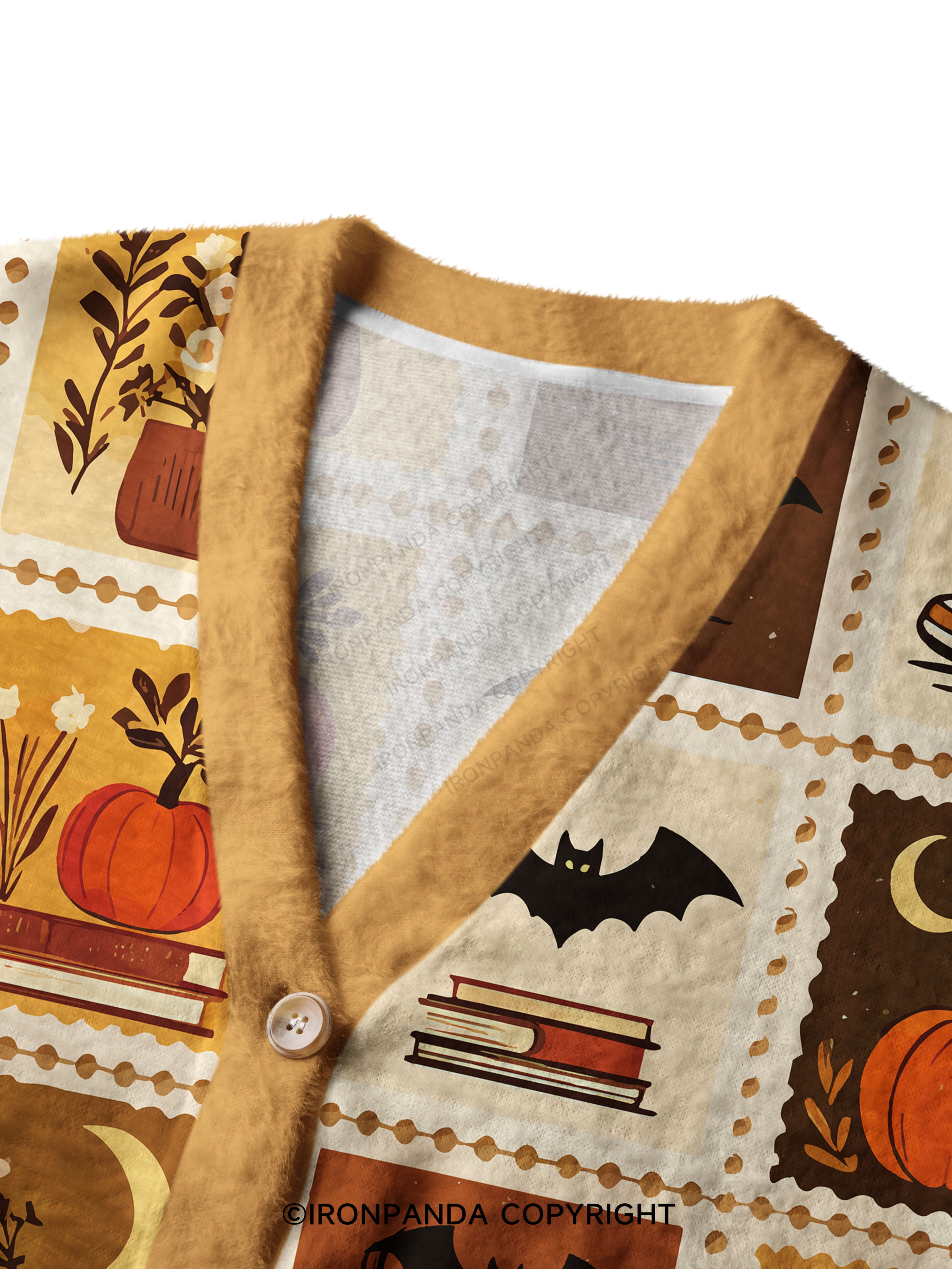Halloween Fall Fitness Grid Print Ugly Cardigan Sweater
