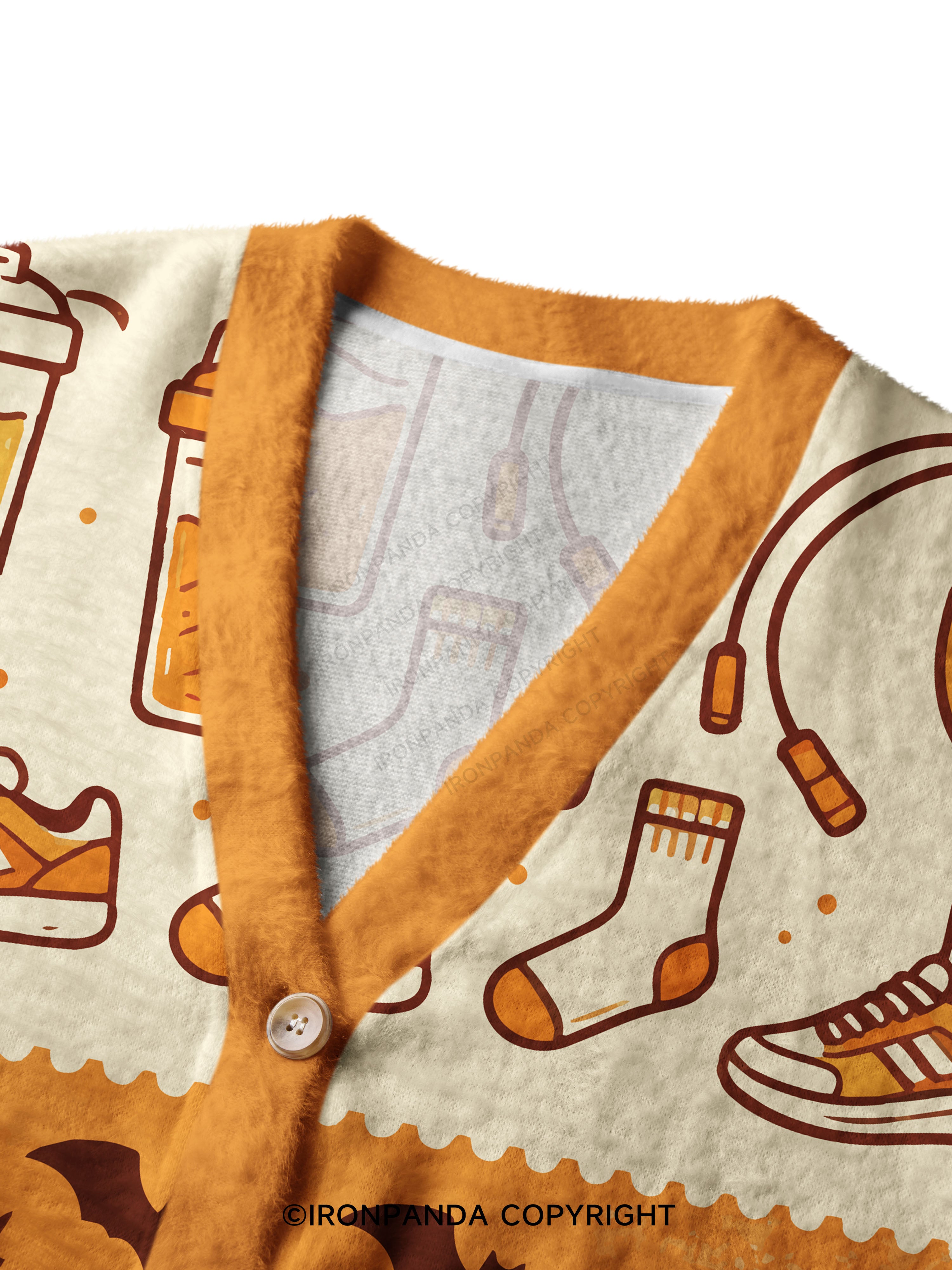 Fall Gym Ghost Pattern Print Ugly Cardigan Sweater