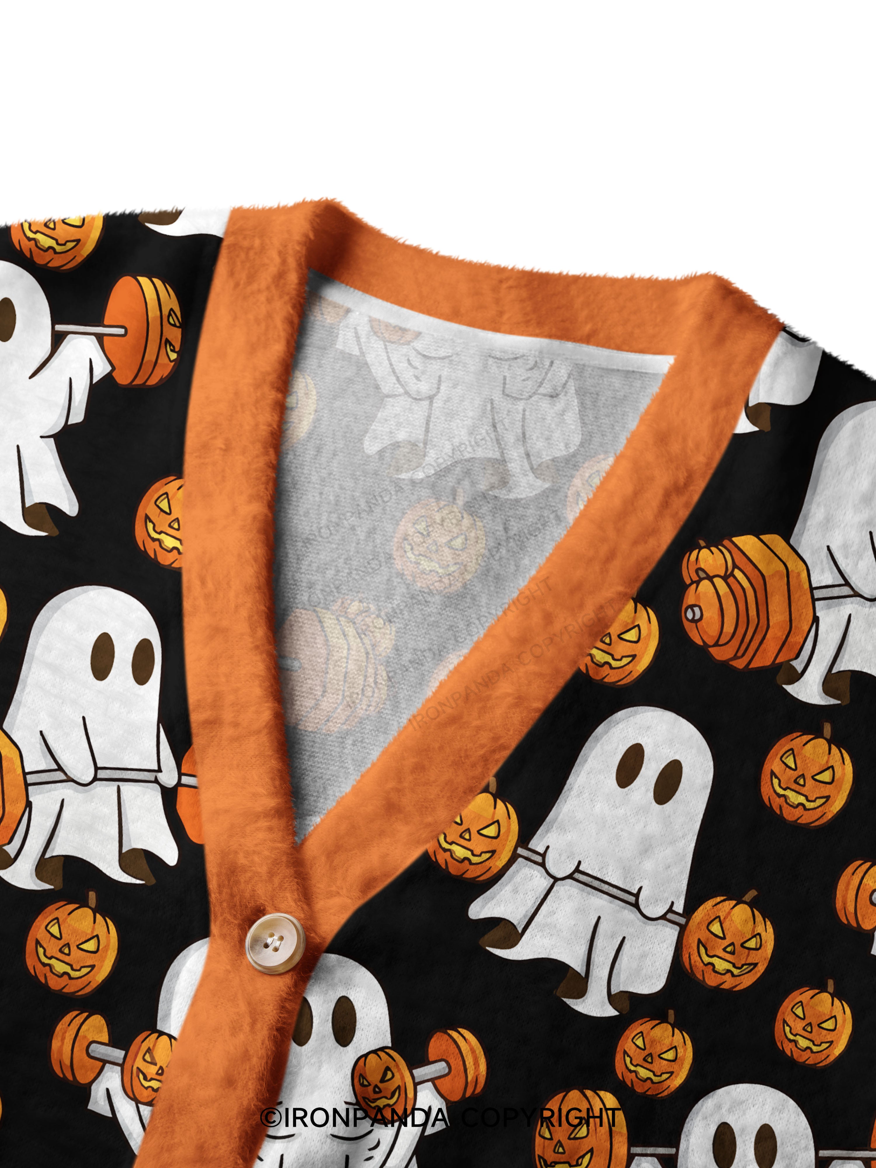 WEIGHT LIFTING GHOSTS FUNNY FITNESS Ugly Cardigan Sweater