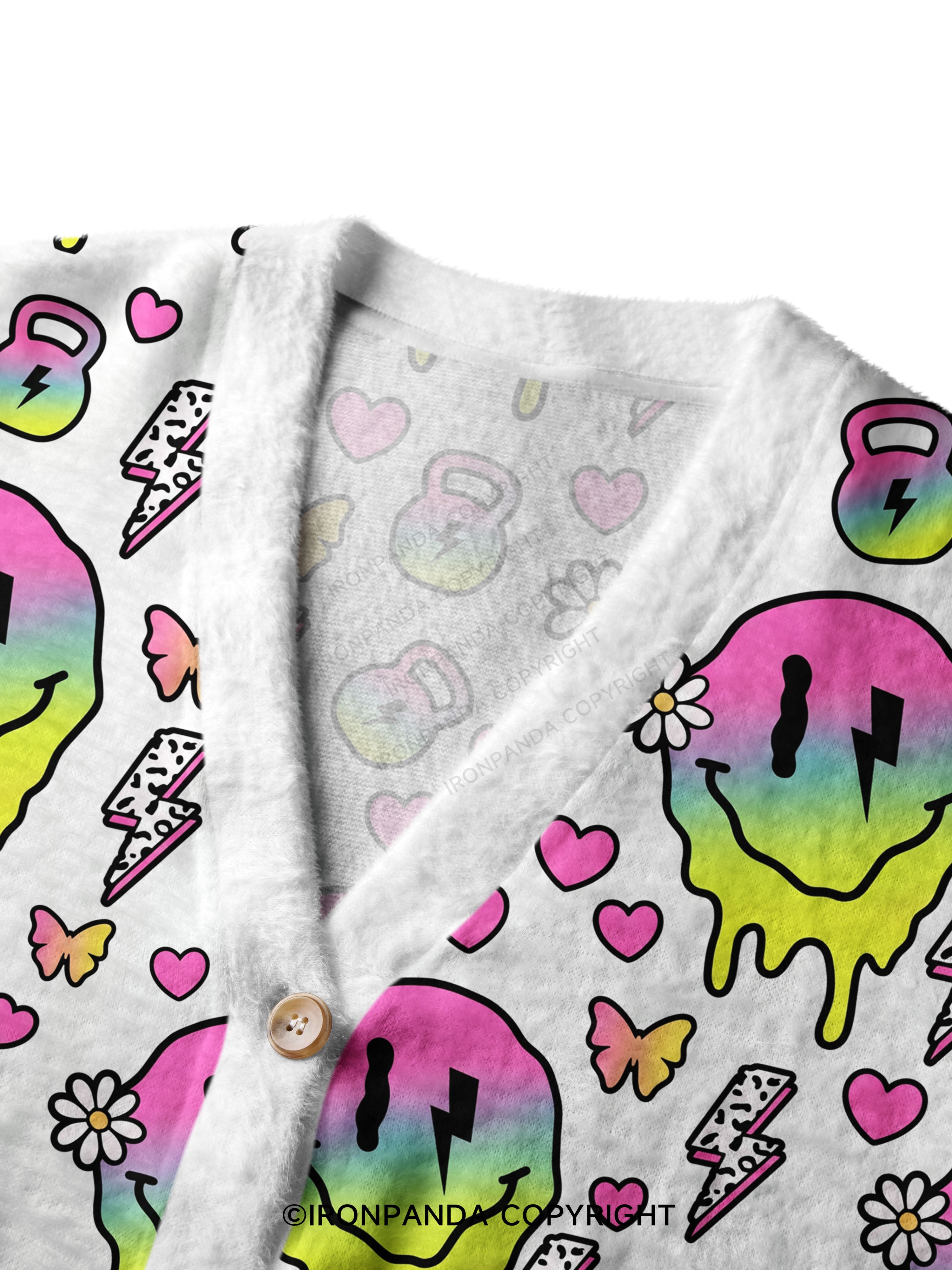 Melty Kettlebell Smile Crop Ugly Cardigan Sweater