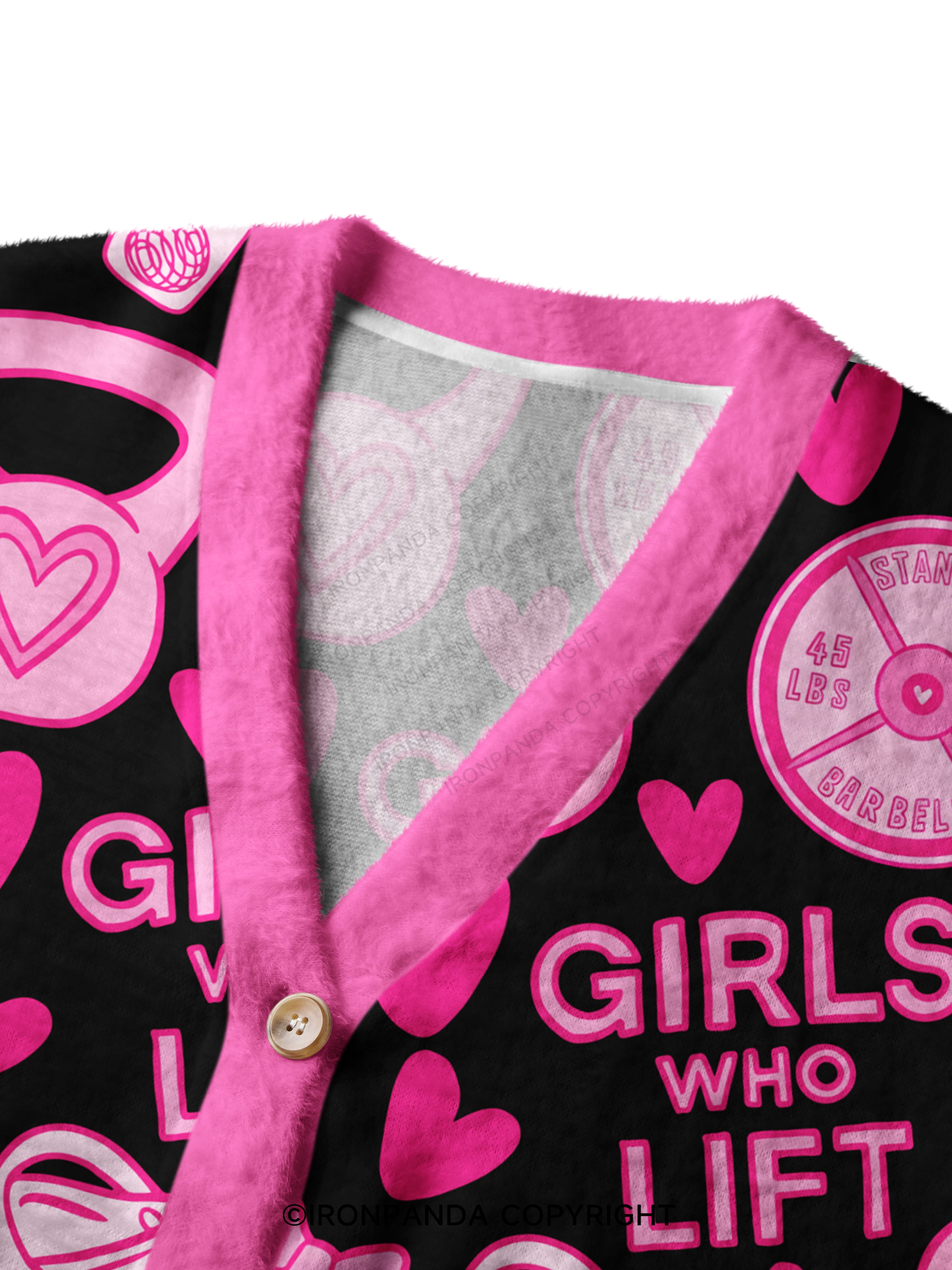 GIRLS WHO LIFT PINK GYM STYLE Ugly Cardigan Sweater