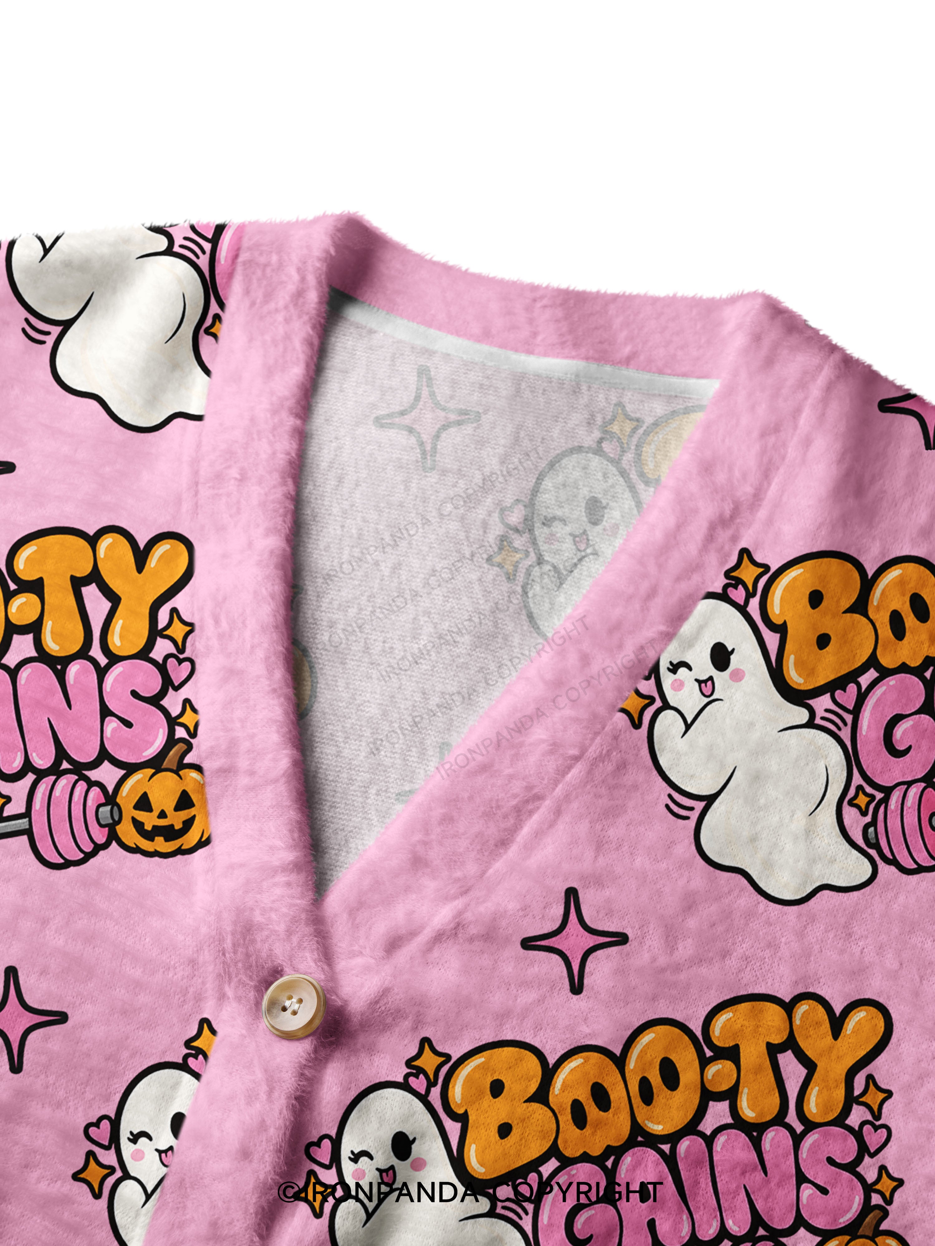 BOO-TY GAINS CUTE GHOST Ugly Cardigan Sweater