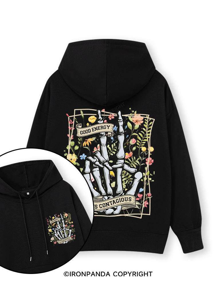 GOOD ENERCY IS CONTAGIOUS Double-Sided Printed Classic Gym Hoodie