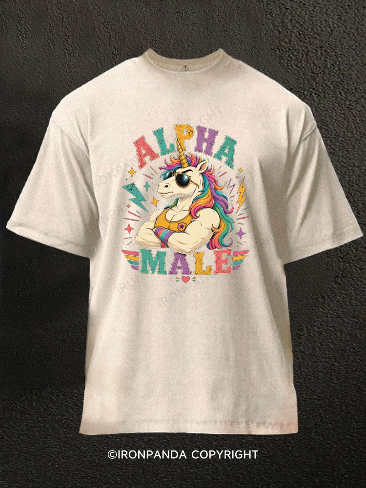 Alpha Male Unicorn Power Washed Gym Shirt