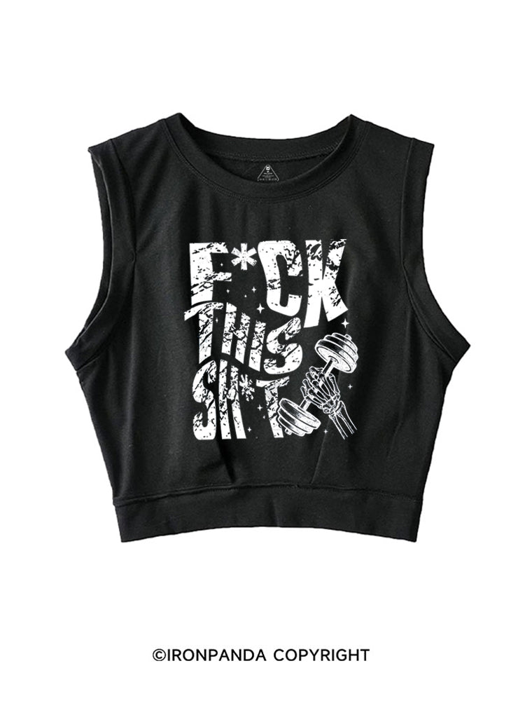 FUCK THIS SHIT GYM SKELETON SLEEVELESS CROP TOPS