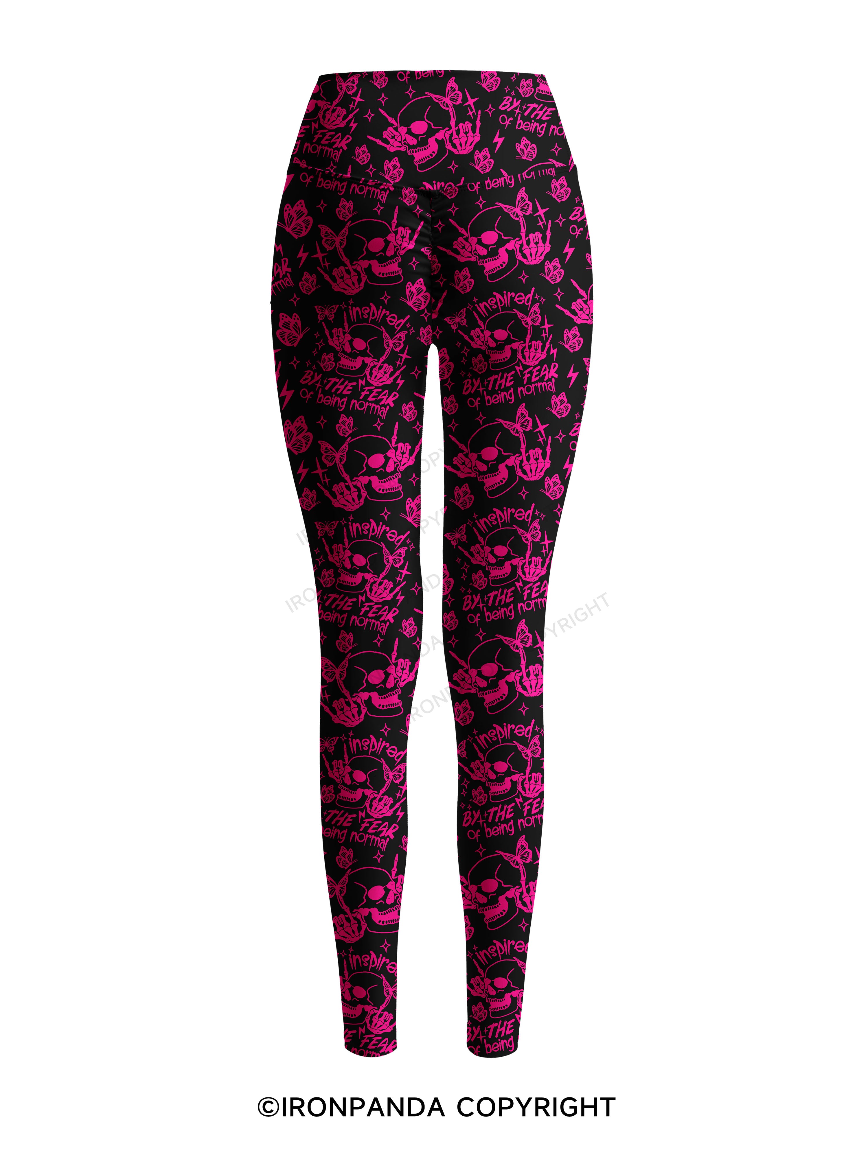 INSPIRED BY THE FEAR OF BEING NORMAL SKELETON Printed Yoga Pants