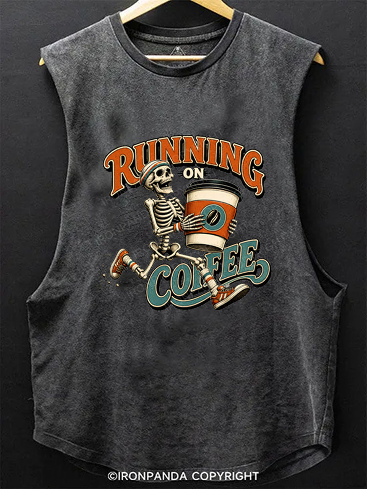 Running on Coffee Skeleton Scoop Bottom Cotton Tank