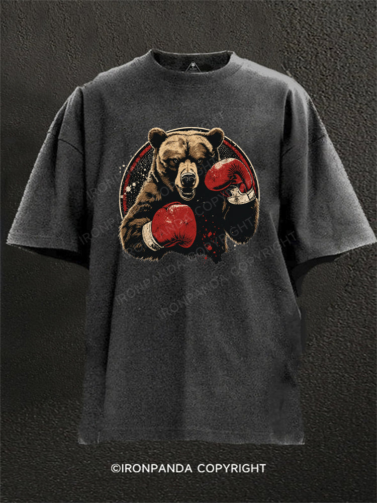 Retro Boxing Bear Washed Gym Shirt