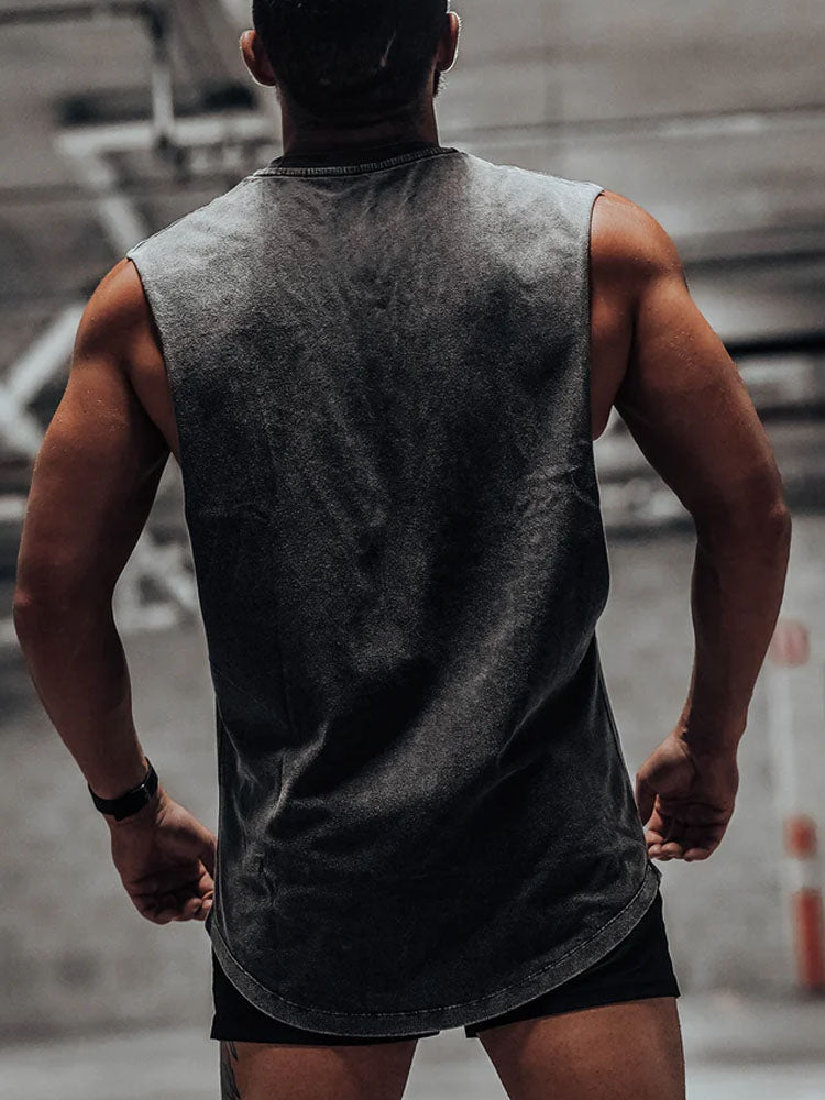 Muscular Rhino Bodybuilder Scoop Bottom Cotton Tank