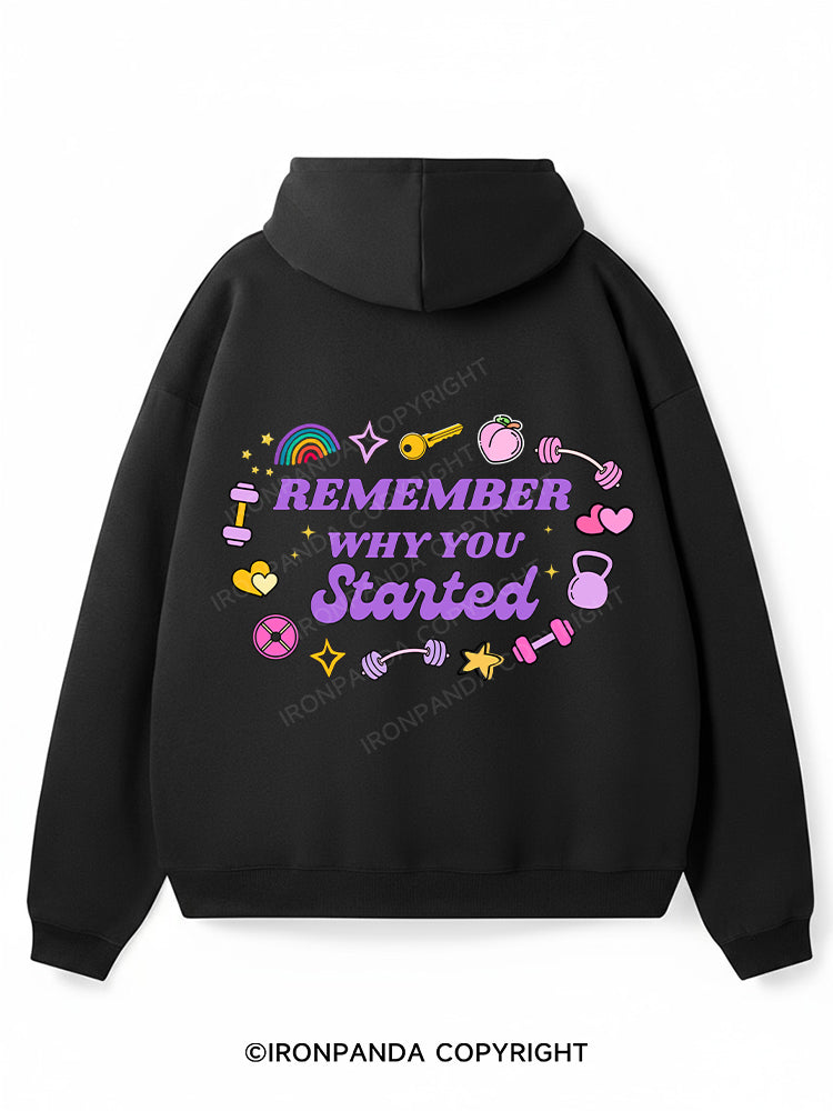 REMEMBER WHY YOU STARTED Premium Fleece Gym Hoodie