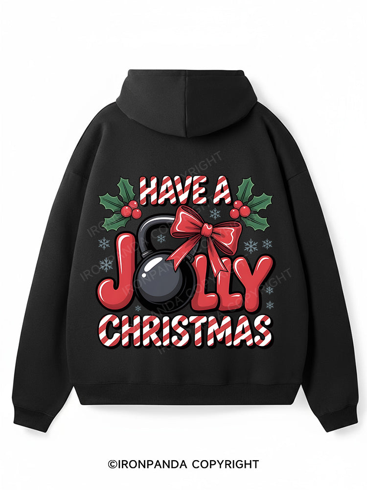 HAVE A JOLLY CHRISTMAS Premium Fleece Gym Hoodie